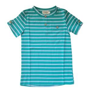 Sawyer & Finn Aqua Striped Tab Tee